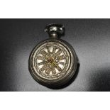 A George III silver pair cased pocket watch, Jethro Turlis, Windsor, ornate gilt dial,