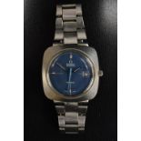 Omega - a vintage retro 1970s automatic Geneve wristwatch, deep blue dial,