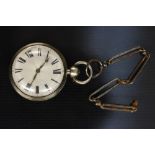 A George IV silver verge fusee pocket watch, B Bothamley, Boston, white enamel dial,