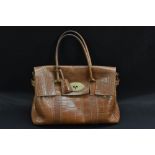 Handbags - a Mulberry mid tan crocodile effect Bayswater bag,
