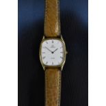 Omega - a DeVille gentleman's wristwatch, tonneau white dial, Roman numerals, 1377 quartz movement,