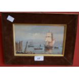 E Martin Shipping Scene, On The Calm signed,