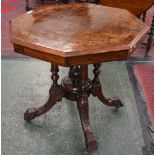 A Victorian walnut and marquetry octagonal low occasional table
