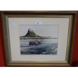 R W Thornton (contemporary), Holy island Lindisfarne, watercolour, signed, dated 89, 19.