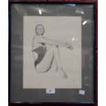 JW Pencil Glamour Illustration signed with monogram JW