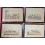 English School (early to mid-19th century), a set of four equestrian prints, Horse Raceing (sic,