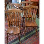 A set of four Croft Furniture reproduction ash and elm kitchen chairs