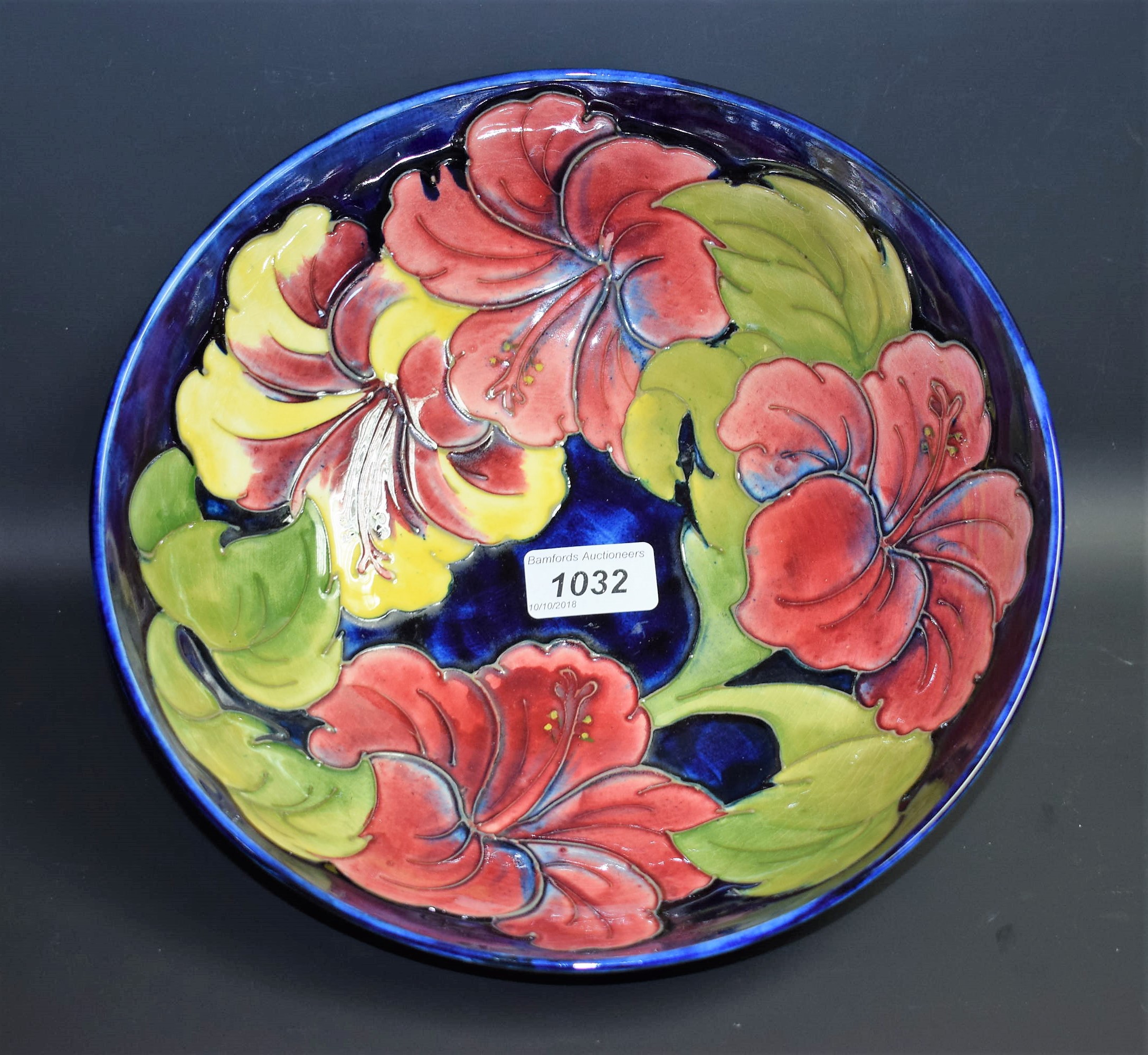 A Moorcroft Hibiscus pattern bowl,