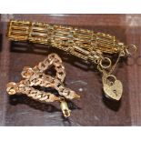 A 9ct gold gate link bracelet, with gold plated heart shaped clasp,