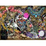 Costume Jewellery - a retro globular bead necklace; earrings, necklaces, semi precious stone beads,