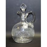 A cut glass flattened ovoid claret jug, etched with the flag of the White Star Line,