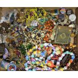 Costume Jewellery - a retro globular bead necklace; others, micro mosaic bracelet; earrings,