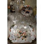 Glassware and Ceramics - a cut crystal trumpet vase; a cut glass fruit bowl; four sundae dishes;