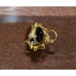 A 9ct gold bloodstone,