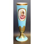 A 19th century pedestal opaque glass vase,