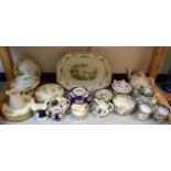 Ceramics - a 19th century Staffordshire part tea set comprising sucrier, cream jug, slop bowl,