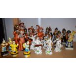 Ceramics - a set of six German US Zone figures of musicians, drummer, trumpeter,