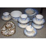 Ceramics - a Victorian part tea service, blue flowers pattern,