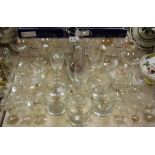 Glassware - a suite of engraved stemware including brandy,