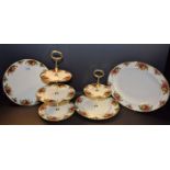 Ceramics - Royal Albert Old Country Roses including a three tier cake stand; another,