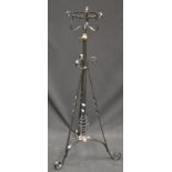 A Victorian Arts and Crafts wrought iron telescopic lamp/plant stand