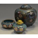 A Cloisonne miniature pot and cover c 1850;