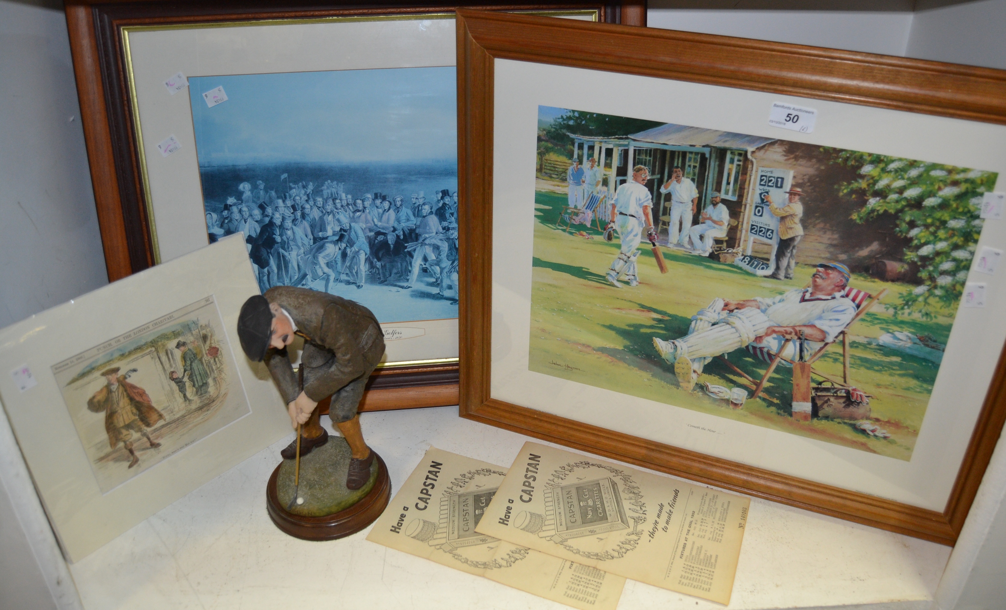 Golf - a resin Fairweather Collection of Harry Vardon; golf, a print,