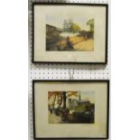 After Victor Valing Quai Montebello coloured etchings on paper signed and titled in pencil;