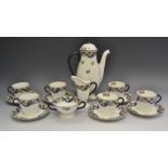 A Royal Doulton coffee set for six pattern H1651 comprising coffee pot, sucrier, creamer,
