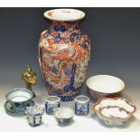 Oriental Ceramics - an 18th Century Chinese octagonal bowl; a large Japanese Imari vase,