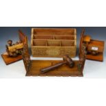 A Victorian oak extendable book rack,