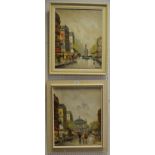 French Impressionist A Pair, Street Scene oil on canvas,