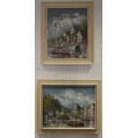 Dutch Impressionist A Pair, Street Scene oil on canvas,