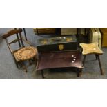 Furniture - a Victorian child's commode chair; an early 20th century bed table;