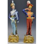 Capodimonte - a Bruno Merli figure of Napoleonic Lancer, another, signed verso,