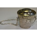 A novelty Dutch silver nutmeg or snuff basket c1880