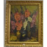 James Arundel Still Life Gladioli signed, oil on board,