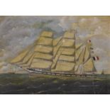W S Alfred (Marine School 19th century) Four Masted Barque, Chanaral signed,