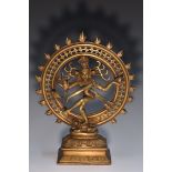 Indian School, a gilt bronze, of Shiva, rectangular lotus base,