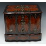 A fine quality 19th century serpentine liquor cabinet, marquetry inlaid gilt metal mounted thuya,