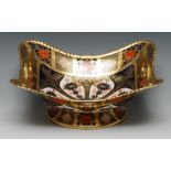 A Royal Crown Derby 1128 pattern two handled basket, of shaped rectangular form, 29cm wide,