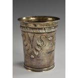 A 17th century style silver flared cylindrical beaker,