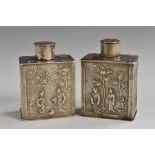 A pair of rare 18th century Dutch silver miniature tea caddies,
