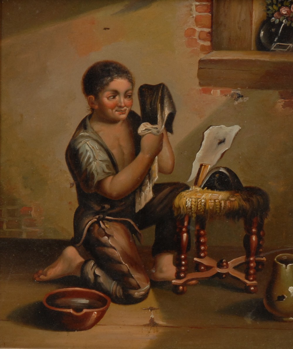 Dutch School (19th century) The Shoeshine Boy oil on board,