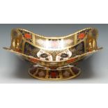 A Royal Crown Derby 1128 pattern two handled basket, of shaped rectangular form, 29cm wide,