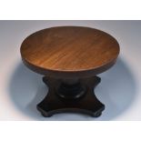A George/William IV mahogany miniature centre table, circular top, turned pillar and socle,
