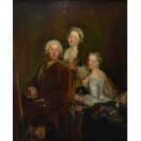 French School (mid-18th century) Portrait, Artist and Family, three-quarter length,