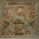 An early Victorian square needlework sampler, by Hannah Read Her Work Aged 13 1840,