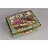 A George III South Staffordshire enamel waisted rectangular snuff box,