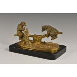 A 19th century gilt bronze novelty, cast as two bears on a seesaw, in the Black Forest,